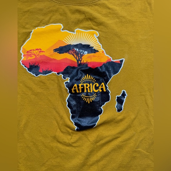 Triple T Brand Women’s Mustard Yellow Africa Print T-Shirt Med 100% Cotton 0093 - Picture 8 of 9